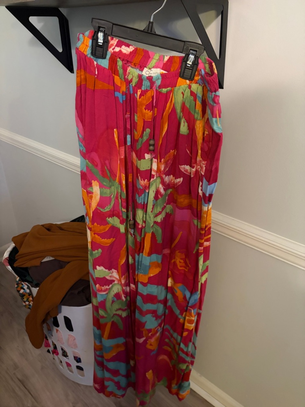 C&C California Wide Leg Pants in Pink Multi-Color Floral Print